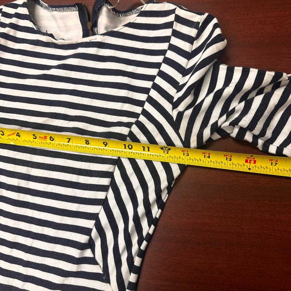 Trafaluc Zara Navy White Stripe Long Sleeve Dress Womens Sz Small Fitted Bodycon - Picture 4 of 5
